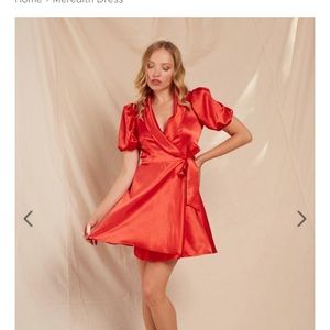 ❤️Wrap Dress Lani the Label Red Satin New with Tags❤️Medium Beautiful N chic!